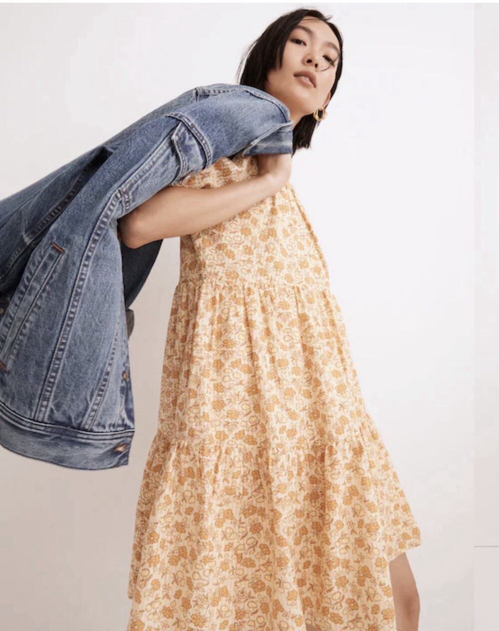 Madewell Floral Puff Sleeve Tiered Mini Dress Medium Cottagecore Prairie Boho